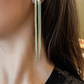Line Chain Long Tassel Stud Earrings